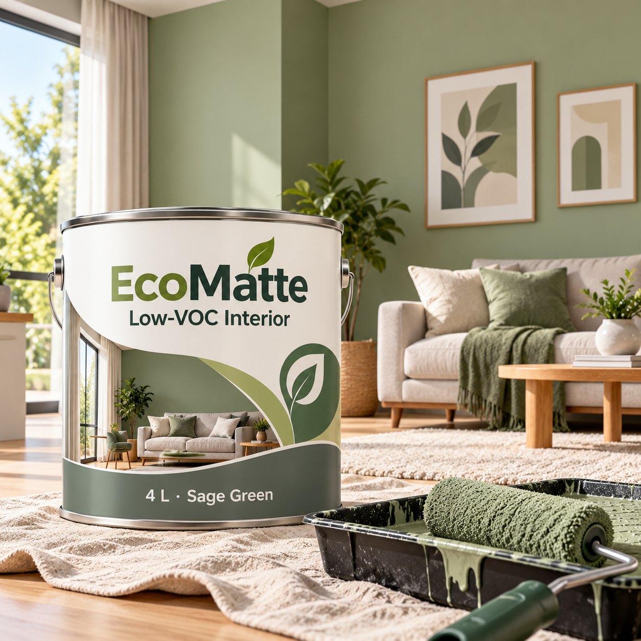 EcoMatte Low-VOC Interior Paint 4 L Sage Green